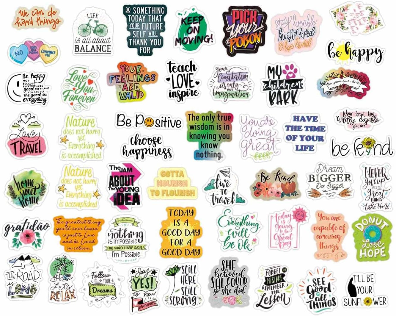 200Pcs Inspirational Stickers Pack Vinyl Motivational Stickers for Water Bottle Adults Women Teen Boy Girl, Affirmation Quote Positive Stickers Decals for Laptop Journal Hydroflask Computer Phone Case