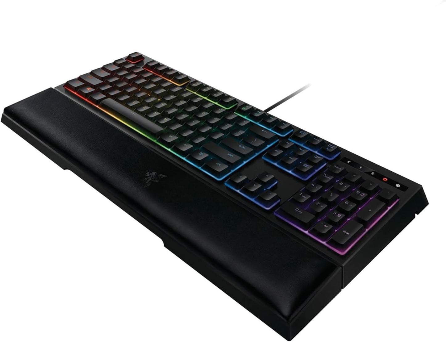 Ornata Chroma Gaming Keyboard: Hybrid Mechanical Key Switches - Customizable Chroma RGB Lighting - Individually Backlit Keys - Detachable Plush Wrist Rest - Programmable Macro Functionality