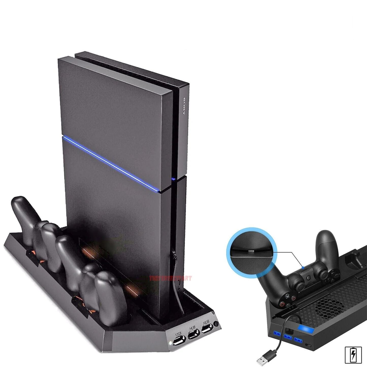 PS4 Cooling Station Vertical Stand 2 Controller Charging Dock for Playstation 4