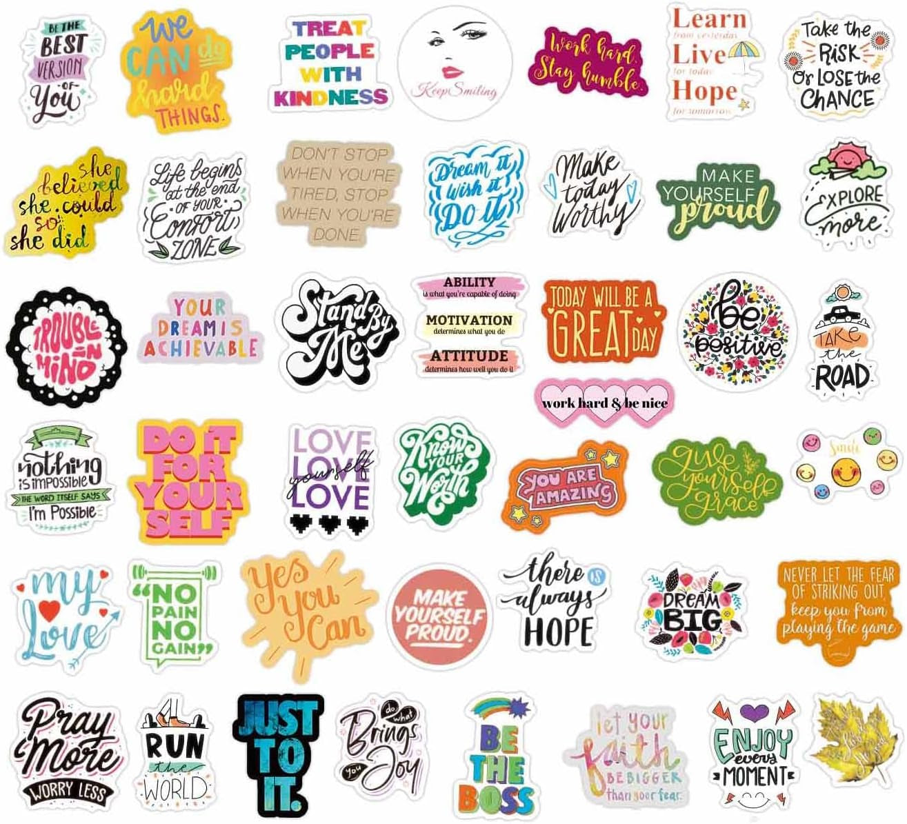 200Pcs Inspirational Stickers Pack Vinyl Motivational Stickers for Water Bottle Adults Women Teen Boy Girl, Affirmation Quote Positive Stickers Decals for Laptop Journal Hydroflask Computer Phone Case